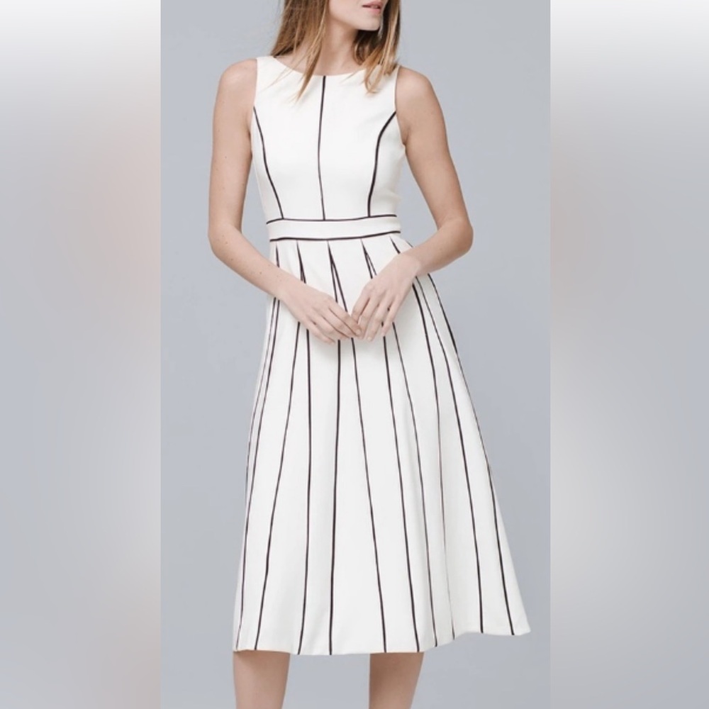 Elegant White and Black Striped Dress & 🎁black Blazer /jacket 🎁